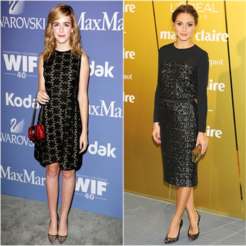 Kiernan's dress by MaxMara, purse and shoes by Christian Louboutin; Olivia's top and skirt by Whistles, shoes by Stuart Weitzman