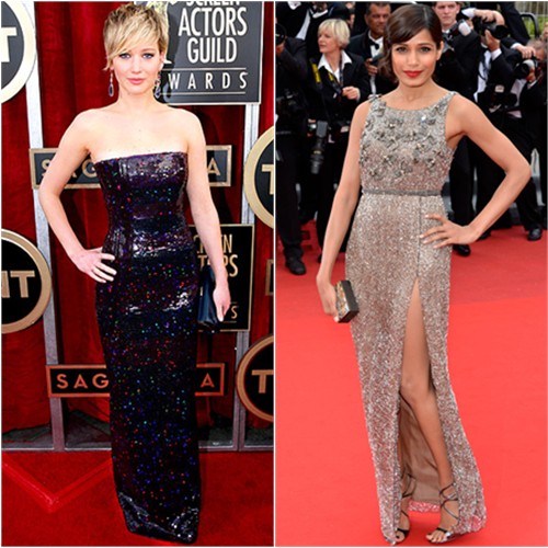 Jennifer's gown by Christian Dior; Freida's gown by Sanchita, purse by Swarovski, shoes by Jimmy Choo