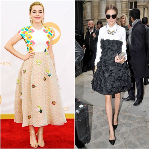 Kiernan's dress by Delpozo, shoes by Jimmy Choo; Olivia's purse by Valentino