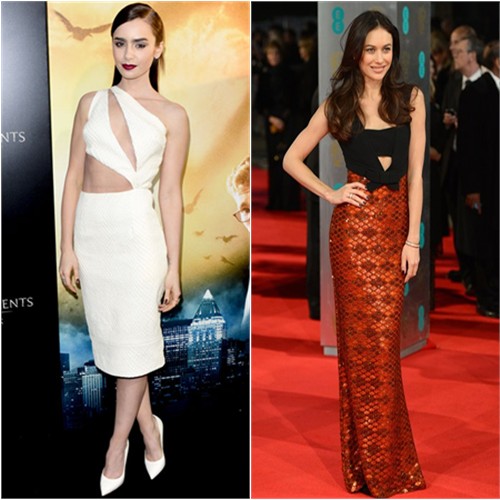 Lily's dress by Cushnie et Ochs, shoes by Giuseppe Zanotti; Olga's gown by Burberry