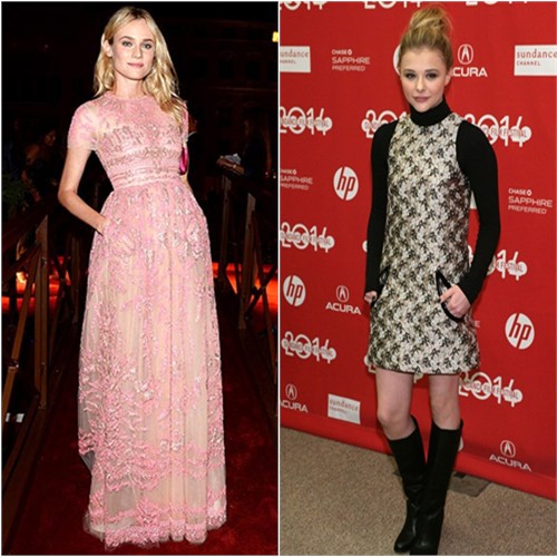 Diane's gown by Valentino; Chloë's dress by Christopher Kane