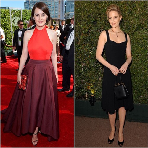 Michelle's gown, purse, and shoes by Prada