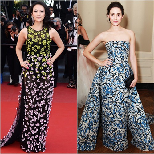 Zhang's gown by Christian Dior; Emmy's gown by Carolina Herrera