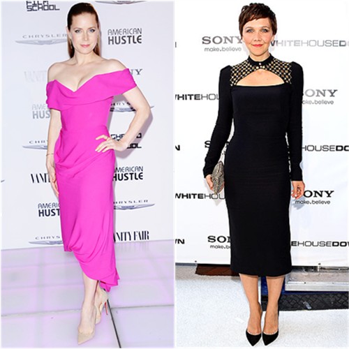 Amy's dress by Vivienne Westwood, shoes by Christian Louboutin; Maggie's dress by Alexander McQueen, purse by Anndra Neen, shoes by Casadei