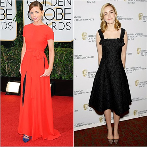 Emma's gown by Christian Dior, shoes by Roger Vivier; Kiernan's dress by Dolce & Gabbana, shoes by Christian Louboutin