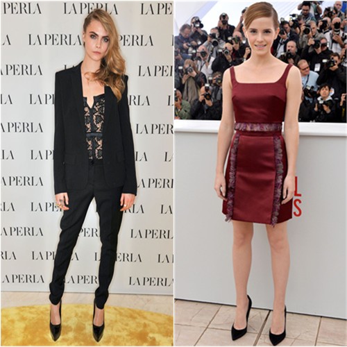 Cara's blouse by La Perla; Emma's top and skirt by Christopher Kane, shoes by Gianvito Rossi