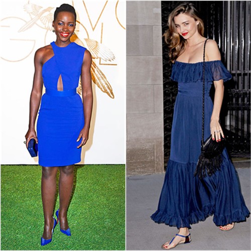 Lupita's dress by Stella McCartney, purse by Rauwolf, shoes by Christian Louboutin; Miranda's dress by Gucci, purse by Valentino, shoes by Chanel