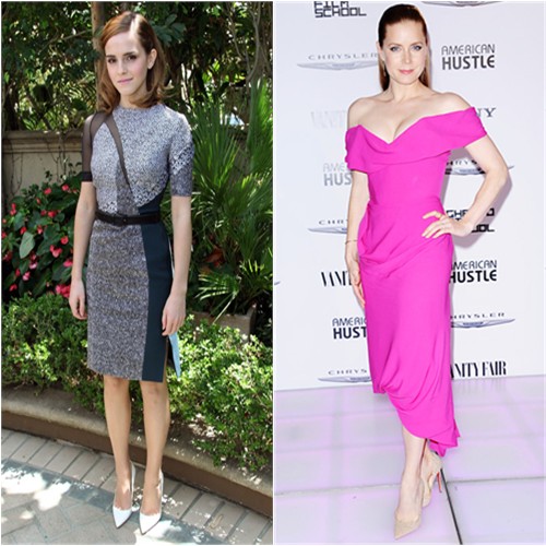 Emma's dress by Antonio Berardi; Amy's dress by Vivienne Westwood, shoes by Christian Louboutin