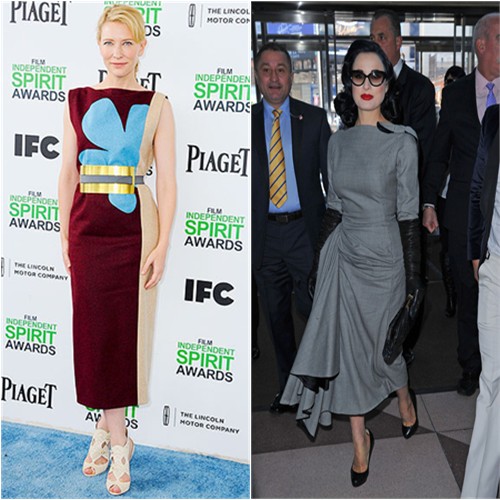 Cate's dress and belt by Roksanda Ilincic, shoes by Nicholas Kirkwood