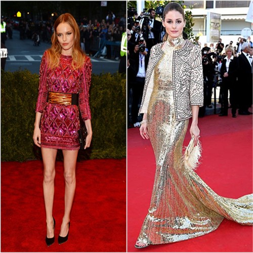 Kate's dress by Balmain, shoes by Salvatore Ferragamo; Olivia's jacket by Zara, gown by Roberto Cavalli