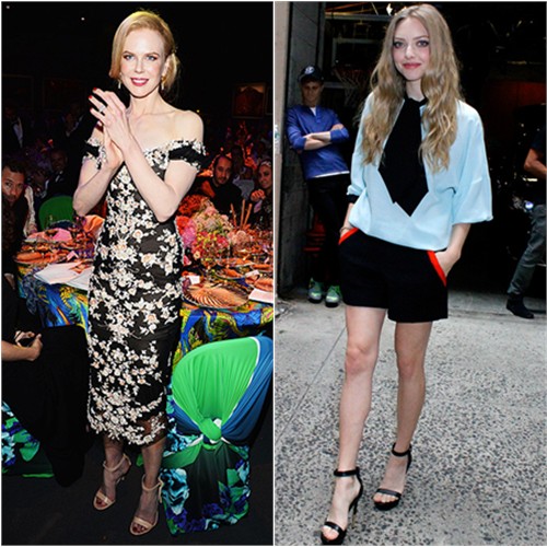 Nicole's dress by Marchesa; Amanda's top and shorts by Andrew Gn, shoes by Givenchy