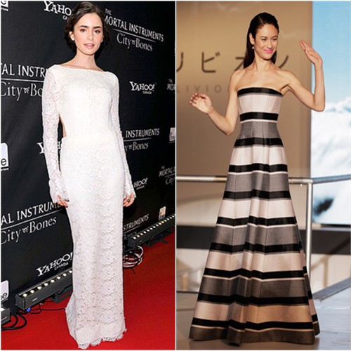 Lily's gown by Houghton; Olga's gown by Christian Dior