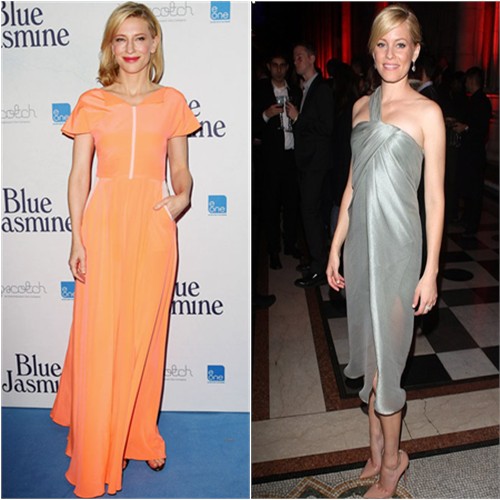 Cate's gown by Roksanda Ilincic; Elizabeth's dress by Jason Wu, shoes by Christian Louboutin