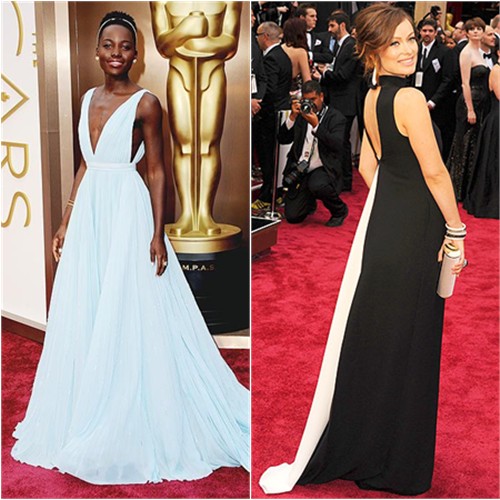 Lupita's gown by Prada; Olivia's gown by Valentino