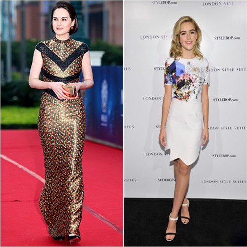 Michelle's gown by L'Wren Scott, purse by Monica Rich Kosann, shoes by Christian Louboutin; Kiernan's dress by Preen