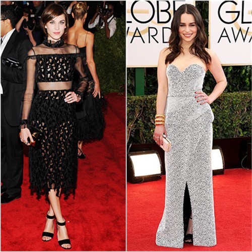Alexa's dress by Erdem; Emilia's gown by Proenza Schouler