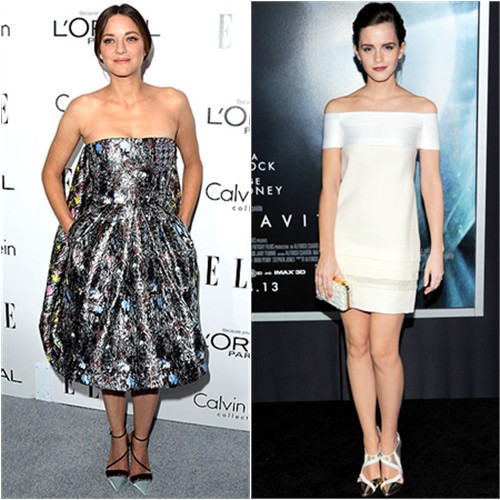 Marion's dress and shoes by Christian Dior; Emma's dress and shoes by J. Mendel