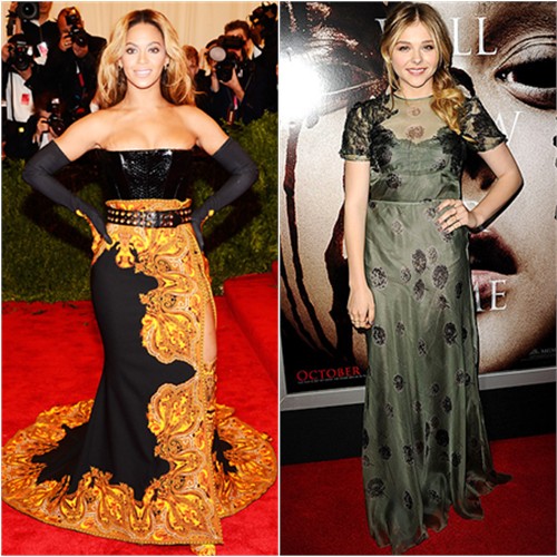 Beyoncé's gown, gloves, and shoes by Givenchy; Chloë's gown by Valentino