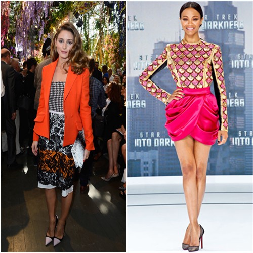 Olivia's jacket, top, skirt, purse, and shoes by Christian Dior; Zoe's top and skirt by Balmain, shoes by Christian Louboutin