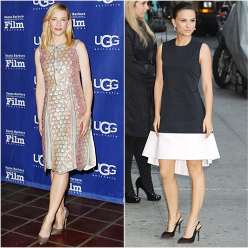 Cate's dress by Maison Martin Margiela, shoes by Casadei; Natalie's dress and shoes by Christian Dior