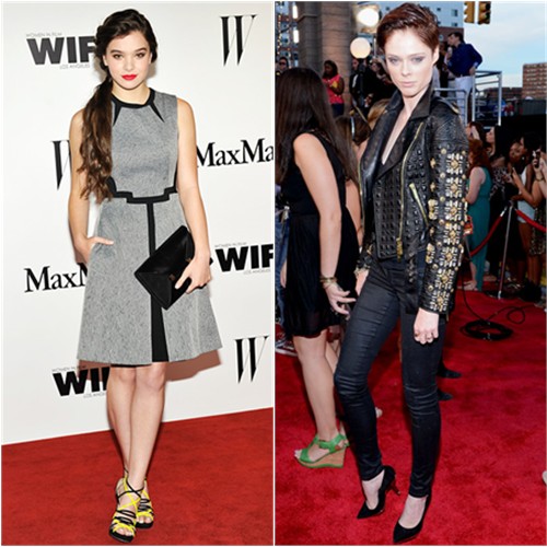 Hailee's dress by Sportmax, shoes by Jimmy Choo; Coco's jacket by Fausto Puglisi