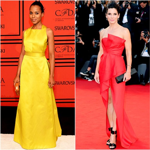 Kerry's gown by Jason Wu; Sandra's gown by J. Mendel, purse and shoes by Roger Vivier