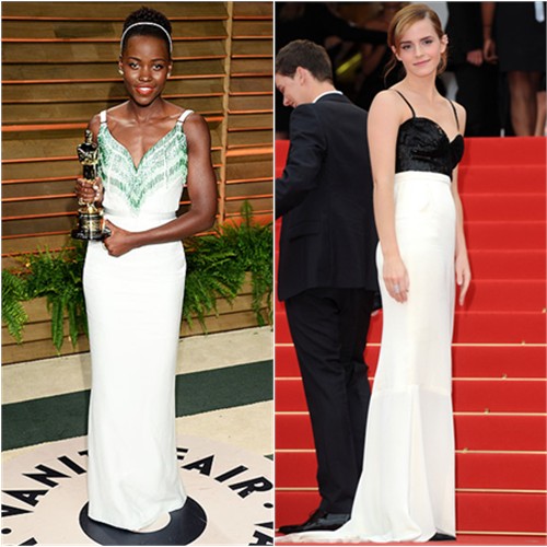 Lupita's gown by Miu Miu; Emma's gown by Chanel