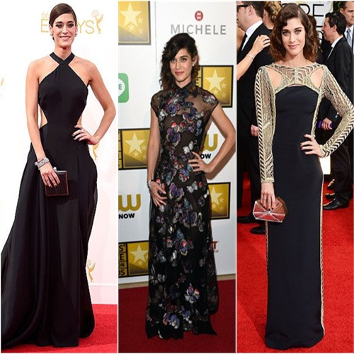 Lizzy Caplan in Donna Karan, Valentino, and Emilio Pucci