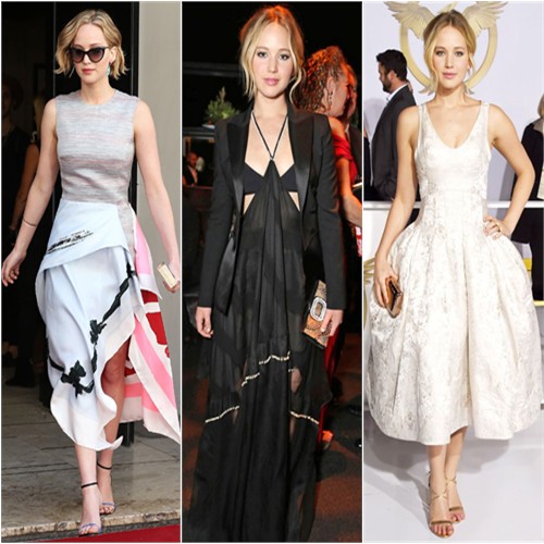 Jennifer Lawrence in Christian Dior, Altuzarra, and Christian Dior