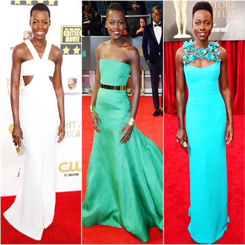 Lupita Nyong'o in Calvin Klein, Christian Dior, and Gucci
