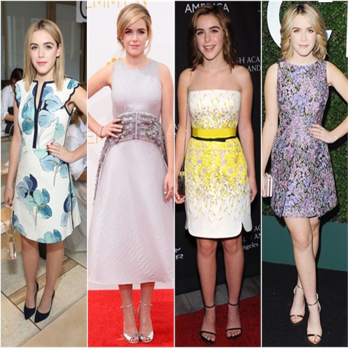 Kiernan Shipka in Tory Burch, Antonio Berardi, Giambattista Valli, and Michael Kors