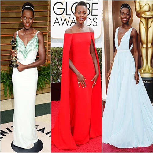 Lupita Nyong'o in Miu Miu, Ralph Lauren, and Prada