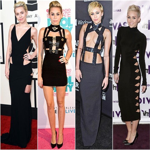 Miley Cyrus in Alexandre Vauthier, Versace, Tom Ford, and Norma Kamali