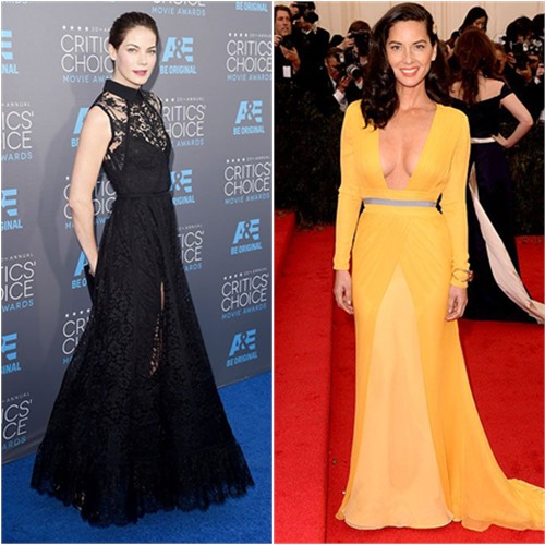 Michelle in Elie Saab; Olivia in Diane von Furstenberg