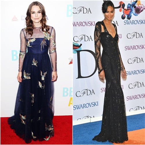 Keira in Valentino; Chanel in Monique Lhuillier
