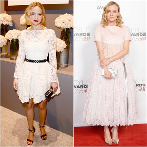 Jennifer in Oscar de la Renta; Diane in Chanel
