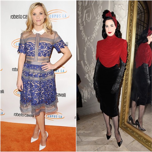 Reese in Self Portrait; Dita in Jean Paul Gaultier