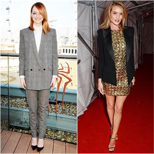 Emma in Saint Laurent; Rosie in Balmain/Antonio Berardi