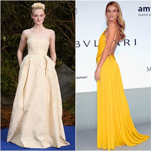 Elle in Georges Hobeika; Rosie in Emilio Pucci