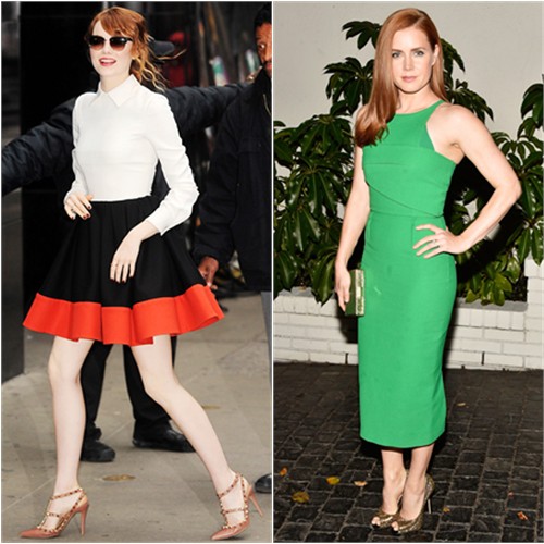 Emma in Valentino; Amy in Roland Mouret