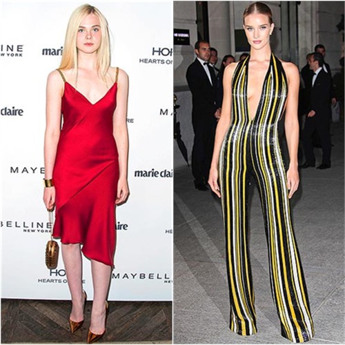 Elle in Versace; Rosie in Balmain