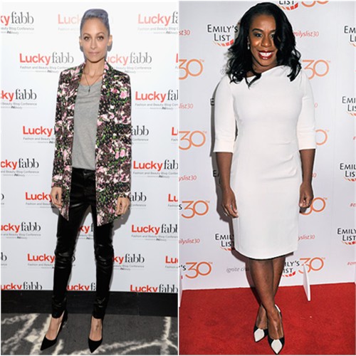 Nicole in Givenchy/J Brand; Uzo in L.K. Bennett