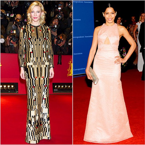 Cate in Givenchy; Freida in Thakoon