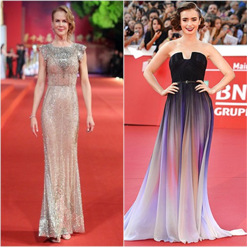 Nicole in Dolce & Gabbana; Lily in Elie Saab