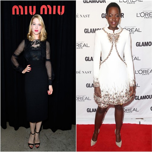 Léa in Miu Miu; Lupita in Chanel