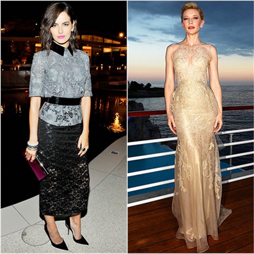 Camilla in Monique Lhuillier; Cate in Armani Privé