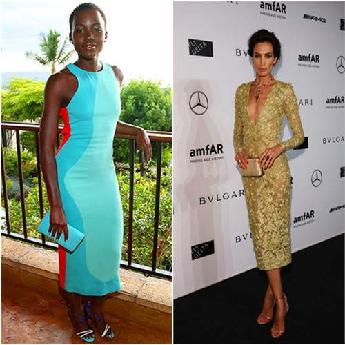 Lupita in Calvin Klein; Nieves in Elie Saab
