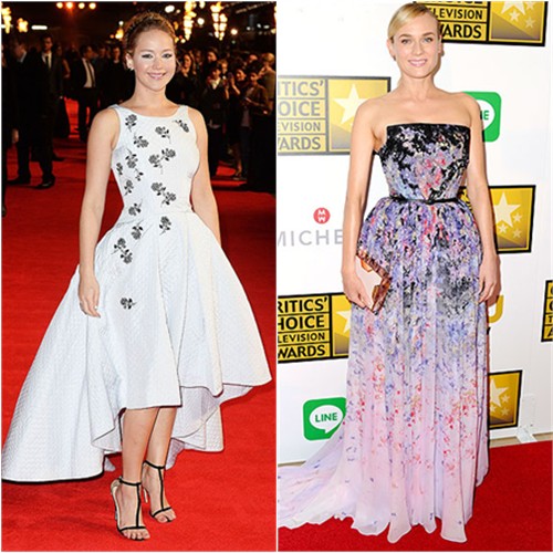 Jennifer in Dior; Diane in Elie Saab