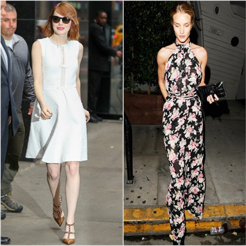 Emma in Giambattista Valli; Rosie in Reformation