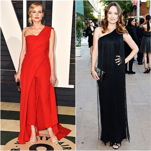 Diane in Donna Karan; Olivia in Mollie Parnis